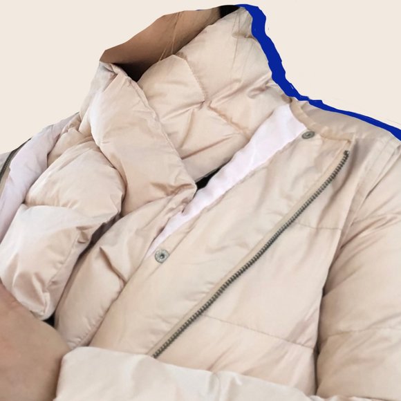 JennU Cream Winter Maxi Long Down Coat scarf - Picture 5 of 5